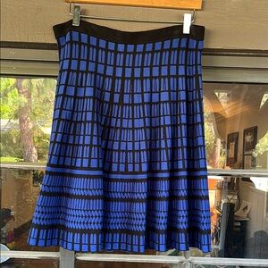 Saks Fifth Avenue Blue and Black Knee-Length A-Line Skirt